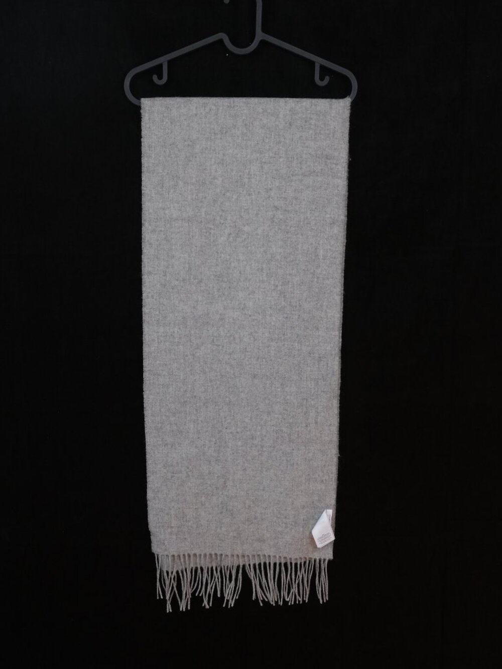 Muji Wool Scarf Minimalist Light Gray Fringe